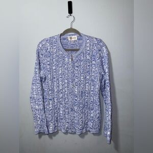Cotton Country by Parkhurst Blue & White 100% cotton zip up sweater size M EUC